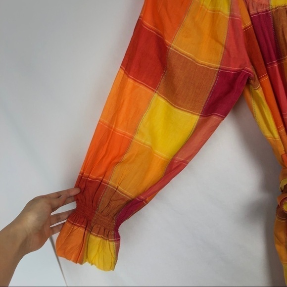 Belize orange yellow plaid boho dress - Picture 4 of 10